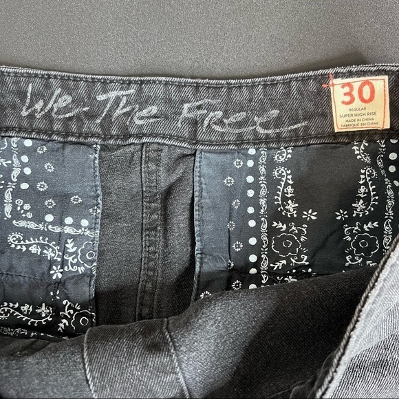 Free People Jean Skirt Women Size 30 Button Front Washed Black Mini High Rise CL - Picture 4 of 8